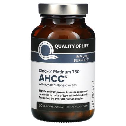 Quality of Life Labs Laboratórios de Qualidade de Vida, Kinoko Platinum AHCC, 750 mg, 60 Vegicaps