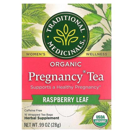 Traditional Medicinals Medicinais Tradicionais, Chá Orgânico da Gravidez, Folha de Framboesa, Sem Cafeína, 16 Sacos de Chá Embrulhados, 0