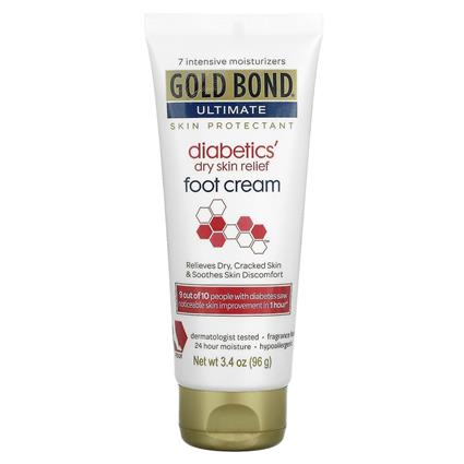 Gold Bond, Ultimate, Creme para os Pés de Alívio da Pele Seca dos Diabéticos, Sem Fragrância, 3.4 oz (96 g)
