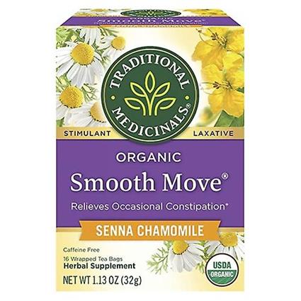 Traditional Medicinals Teas Chá tradicional de movimento suave orgânico medicinal, camomila senna 16 sacos (Pacote de 1)