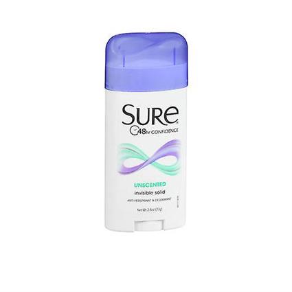 Sure Desodorante Antitranspirante Claro Invisível Sólido, 2.6 Oz (Pacote de 1)