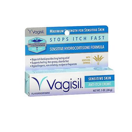 Vagisil Anti-Itch Creme Maximum Strength Fórmula para Pele Sensível, 1 Oz (Pacote de 1)