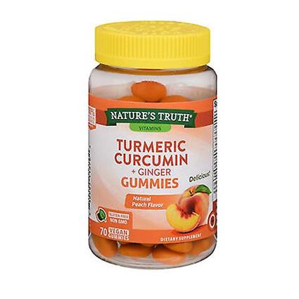 Sundance Curcumin de Cúrcuma + Goma de Gengibre, Sabor De Pêssego Natural 70 Goma Vegan (Pacote de 1)