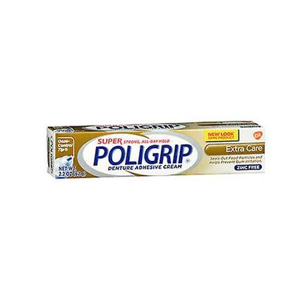 Creme adesivo super poligrip denture, cuidado extra 2.2 oz (Pacote de 1)