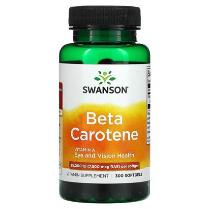 Swanson, Betacaroteno, 25.000 UI (7.500 mcg RAE), 300 Cápsulas gelatinosas