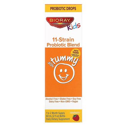 Bioray Inc. Bioray Inc., Crianças, Barriga NDF, Mistura de Probiótico de 11 Cepas, Sabor de framboesa, 2 fl oz (60 ml)