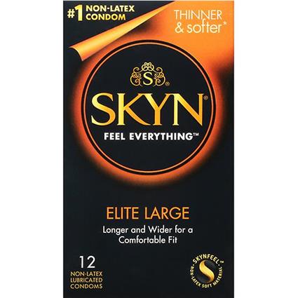 Preservativos Grandes Não Látex Lubrificados Skyn Elite, 12 Unidades