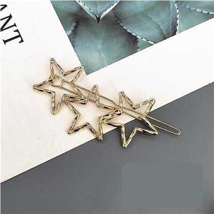 Behover Clipe de cabelo banhado a ouro artesanal três estrelas seguidas