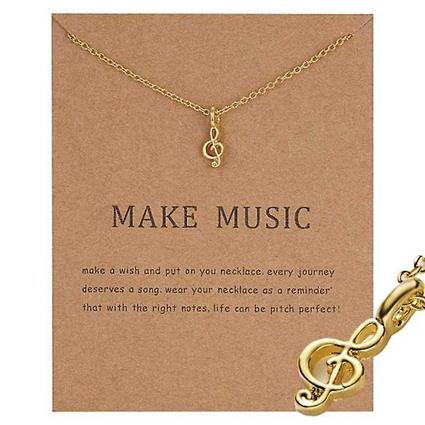 Behover Faça Música - Colar G-clef Note em Ouro 18K Chapeado Performance - Um Presente Musical para Elevar o Humor Gold