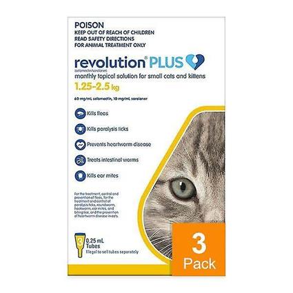 Revolution Plus para Gatinhos e Gatos Pequenos 2,8-5,5 lbs (1,25-2,5 kg) - 3 pacote