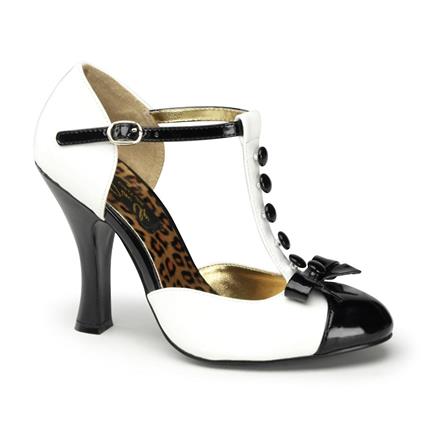 Bombas Pin Up Couture para Mulheres Smitten-10 Wht-blk Pat Uk 5/eu 38/us 8