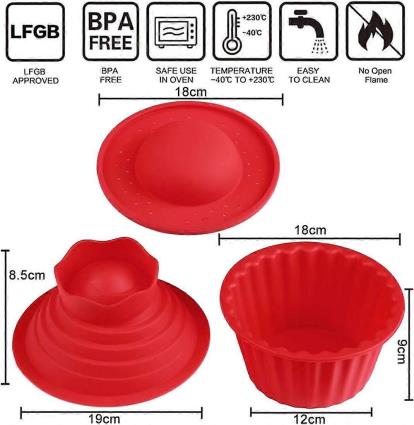 Healthy Gigante Cupcake Mold Pan - Enorme diversão, bolo grande silicone, suprimentos extra grande de decoração de bolo