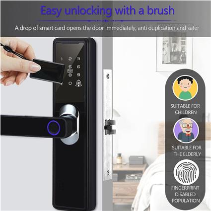 Exsha Fechadura da porta inteligente, tela sensível ao toque de impressão digital sem chave, Bluetooth seguro, Fácil Instalação, Fechadura da Porta...