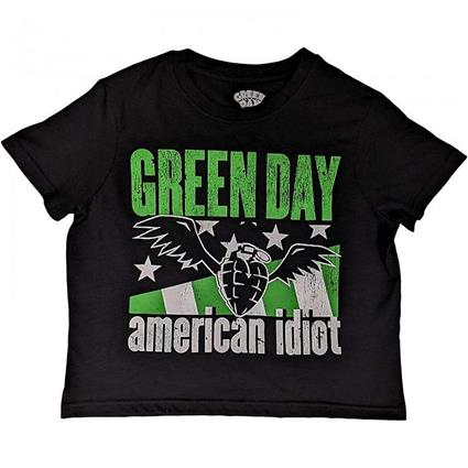 Green Day Dia Verde Mulheres / Senhoras American Idiot Wings Crop Top Preto M