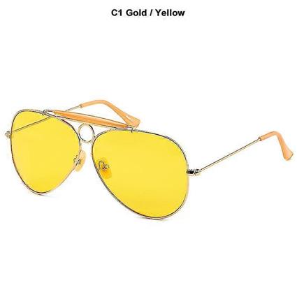 Tikuajgift Nova Moda 3138 Shooter Estilo Vintage Aviação Óculos de Sol Metal Circle Brand Design Óculos de Sol Oculos De Sol Com Capuz C1 Ouro Amar...