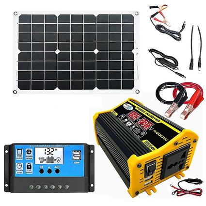 POTATO 4000w Power-inverter 12v a 220v 18w painel solar 30a controlador gerador de energia solar de emergência para