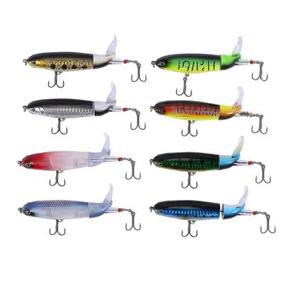 Tikuajgift 8pcs Whopper Plopper 11cm 15g Flutuante Popper Pesca Atrair Artificial Hard Bait Wobbler Girando Ta