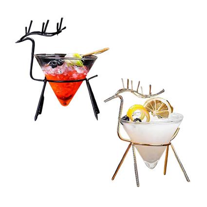 Shindat Conjunto de 2 Copos de Martini Sem Haste com Suporte em Forma de Veado Conjunto de Presente de Copo de Martini para Margarita, Cosmopolitan, M