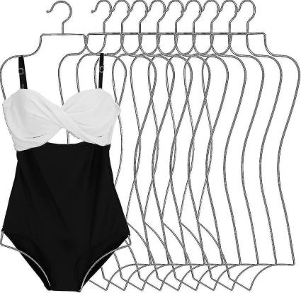 POTATO 10 Pack Lingerie Cabides Prata Fio Corpo Forma Display Cabides Metal Biquini Cabide Swimsuit para Swi