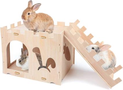 Shindat Extra grande coelho de madeira castelo coelho jogar casa destacável