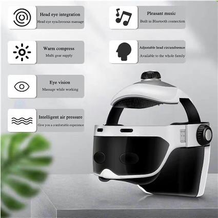 Kakanwo Massageador elétrico, capacete de massagem nos olhos e pescoço com calor, amassamento, compressão, arranhador adequado para dor de cabeça, ...