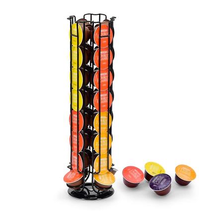 Tsim Suporte para 32 cápsulas Dolce Gusto, suporte para guardar cápsulas de café, base antiderrapante, giratório, preto