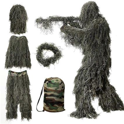 Kakanwo Terno 5 de Ghillie em 1 terno de Ghillie, fato da caça da camuflagem 3D para adultos sob 1,8 medidores B