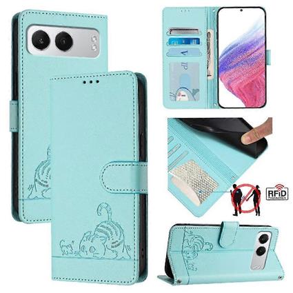 Foxdock Capa Para Oneplus Nord 4 Capa Flip Cover Card Slot Holder Kickstand Cat RFID Verde