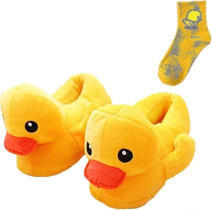 Scan Chinelos de pato mulheres charlatão, borracha desenhos animados chinelos de inverno B 8.5-10