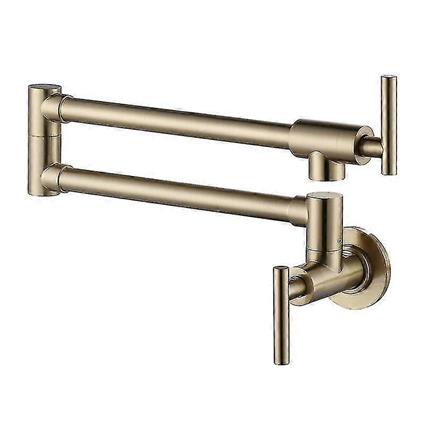 Bluezoo Panela montada na parede torneira de enchimento de latão sólido escovado ouro dobrável torneira da cozinha Escovado-ouro