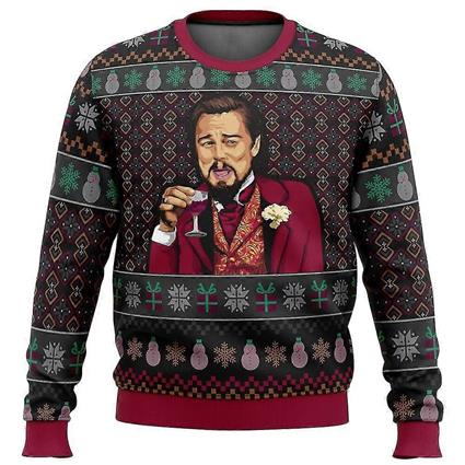 Snxijv Novo Rindo Leo Dicaprio Meme Suéter de Natal Feio Presente Papai Noel Pullover Homens 3d Sweatshirt E Top rápido 2XL