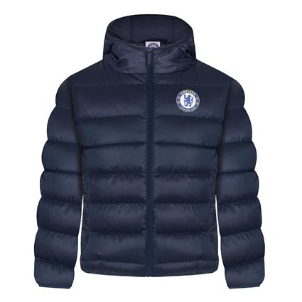 Chelsea FC Boys Jaqueta Encapuzado Inverno Acolchoado Crianças PRESENTE OFICIAL DE FUTEBOL Azul 2-3 Years