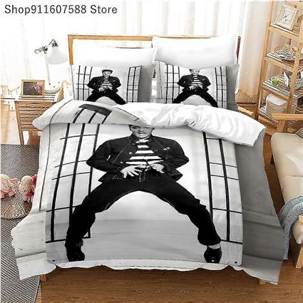 Scan Conjunto de Cama 3D Elvis Presley Singer - Conjunto de Capa de Edredom 3D de Moda, Capa de Cama de Luxo para Adultos, Decoração de Quarto, Con...