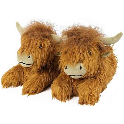 2024 New Bebetter Plush Scottish Cow Chinelos Soft Fuzzy Indoor House Shoes para inverno interior ao ar livre L