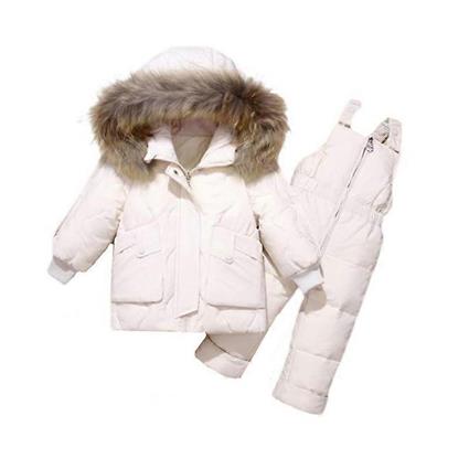 Snowsuit Conjunto de Esqui de 2 Peças para Crianças - Jaqueta Puffer de Inverno e Calças de Neve Branco 100