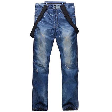 Snowsuits Macacão Snowboard Feminino Masculino Jeans Calças de Esqui À Prova de Vento Impermeável Snowboard Quente Neve Bibes Isolados Azul da sarj...