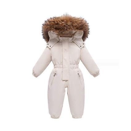 Snowsuit Criança One Piece Snowsuits Ski Suits Inverno Impermeável Casacos Casacos Macacões para Crianças Meninos e Meninas 2T-5T BEGE 90