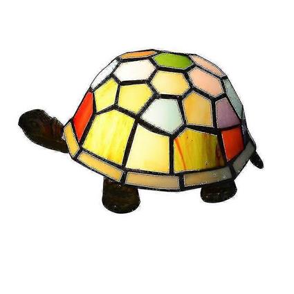 Jeek Lâmpada de mesa estilo Tiffany, lâmpada noturna de tartaruga de vidro colorida infantil, lâmpada de cabeceira de led criativo europeu com inte...