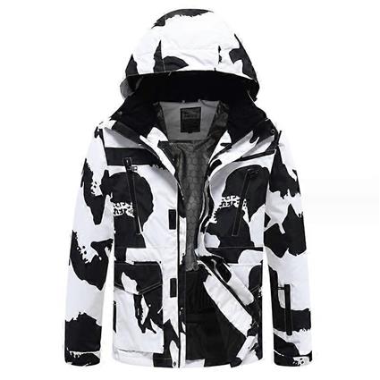 Snowsuits Casaco de esqui impermeável para homens casaco de neve quente de inverno capuz capa de chuva preto XL