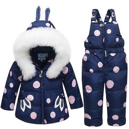 Snowsuit Conjunto de Jaqueta Puffer de Inverno para Crianças e Calças de Neve 2 Peças AZUL PROFUNDO 100