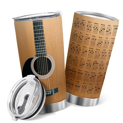 Oasisdream 20oz Tumbler com tampa impressionante imagem de guitarra detalhada com gráfico de acordes Aço inoxidável copo de isolamento de parede du...
