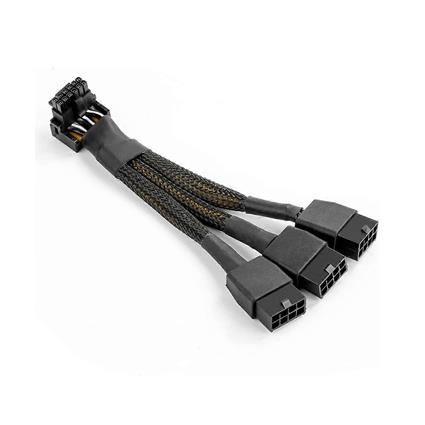 Cabo GPU de 16 pinos para extensão Pcie de 3X 8 pinos - 16AWG PCIE 5.0 90 graus ângulo reto 16 pinos 12 + 4 pinos adaptador de alimentação (tipo B)...