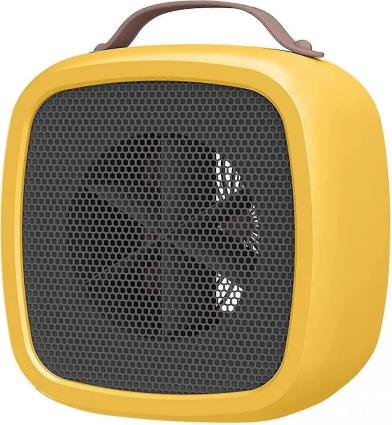 Aquecedor de espaço alimentado por bateria - Mini aquecedor elétrico compacto com termostato para casa, quarto, mesa - amarelo