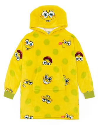 SpongeBob SquarePants Bob Esponja Calça Quadrada Unissex Crianças Cobertor Capuz Amarelo Personagem Rosto 6-8 Years