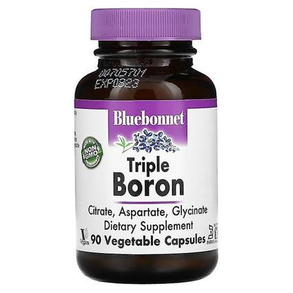 Bluebonnet Nutrition, Boro triplo, Citrato, Aspartato, Glicinato, 90 Cápsulas Vegetais