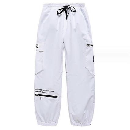 Snowsuits Mens Neve Ski impermeável Softshell Snowboard Calças ao ar livre Caminhada Zíper Perna inferior Branco M