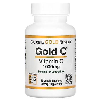 California Gold Nutrition, Gold C, USP Grade Vitamina C, 1.000 mg, 60 cápsulas vegetais