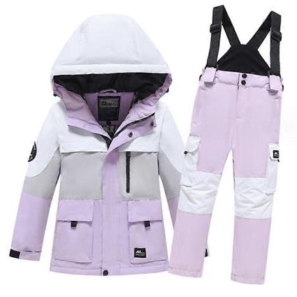 Snowsuits Meninas Menino Quente Snowsuit Jaqueta de Esqui com Capuz + Calças 2 Pcs Set roxo 110cm