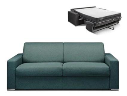 Sofá Cama DUNLOPILLO (214 x 94 x 85 Tamanho Cama: 160 - 179 cm - Veludo - Azul)