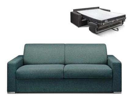 Sofá Cama DUNLOPILLO (214 x 94 x 85 Tamanho Cama: 160 - 179 cm - Veludo - Azul)